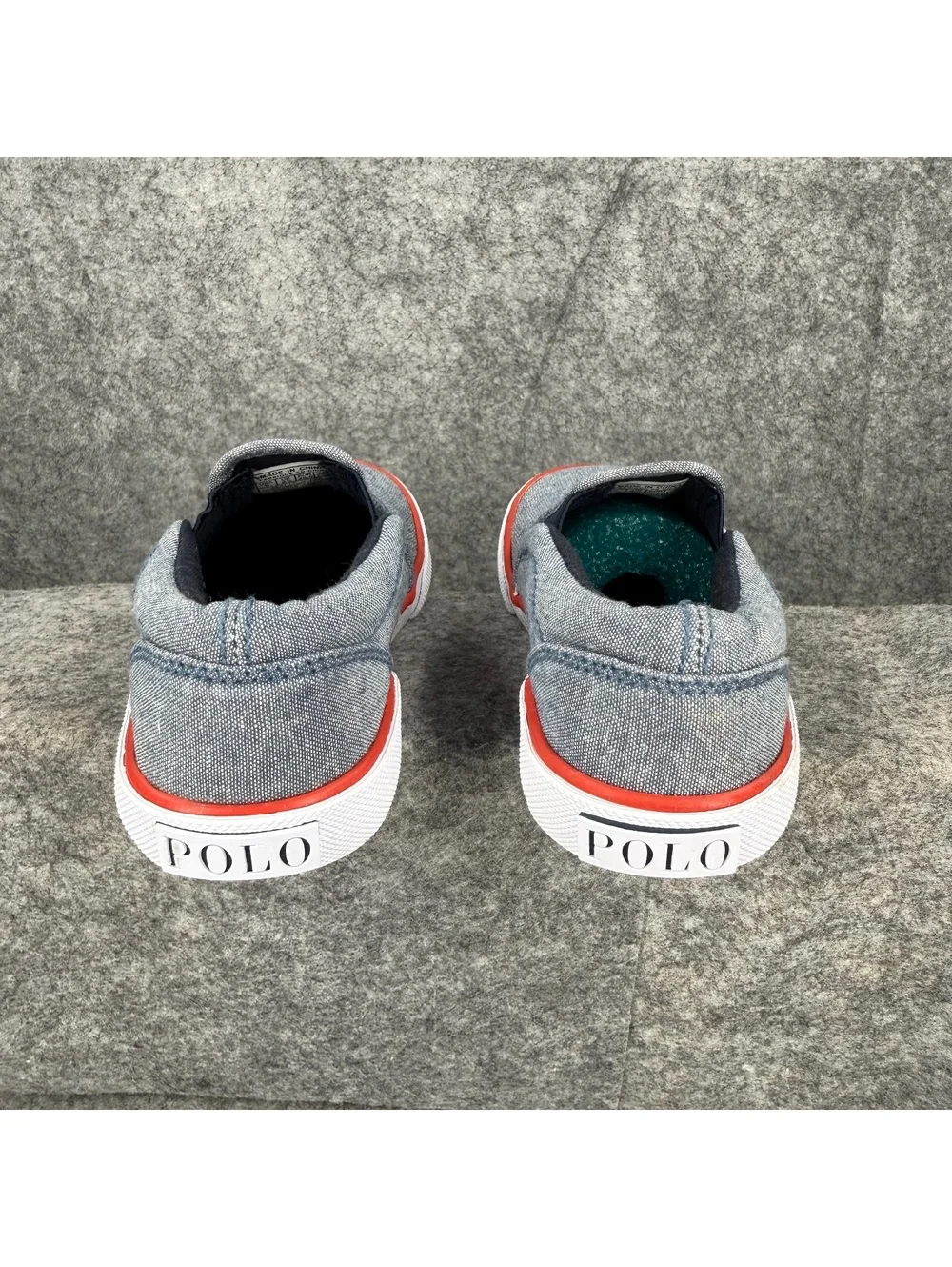 Polo Ralph Lauren Bal Harbour Slip On Shoes Blue Denim Red Toddler Size 9 206